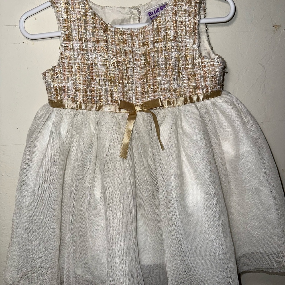 Gold and White Sleeveless Dress